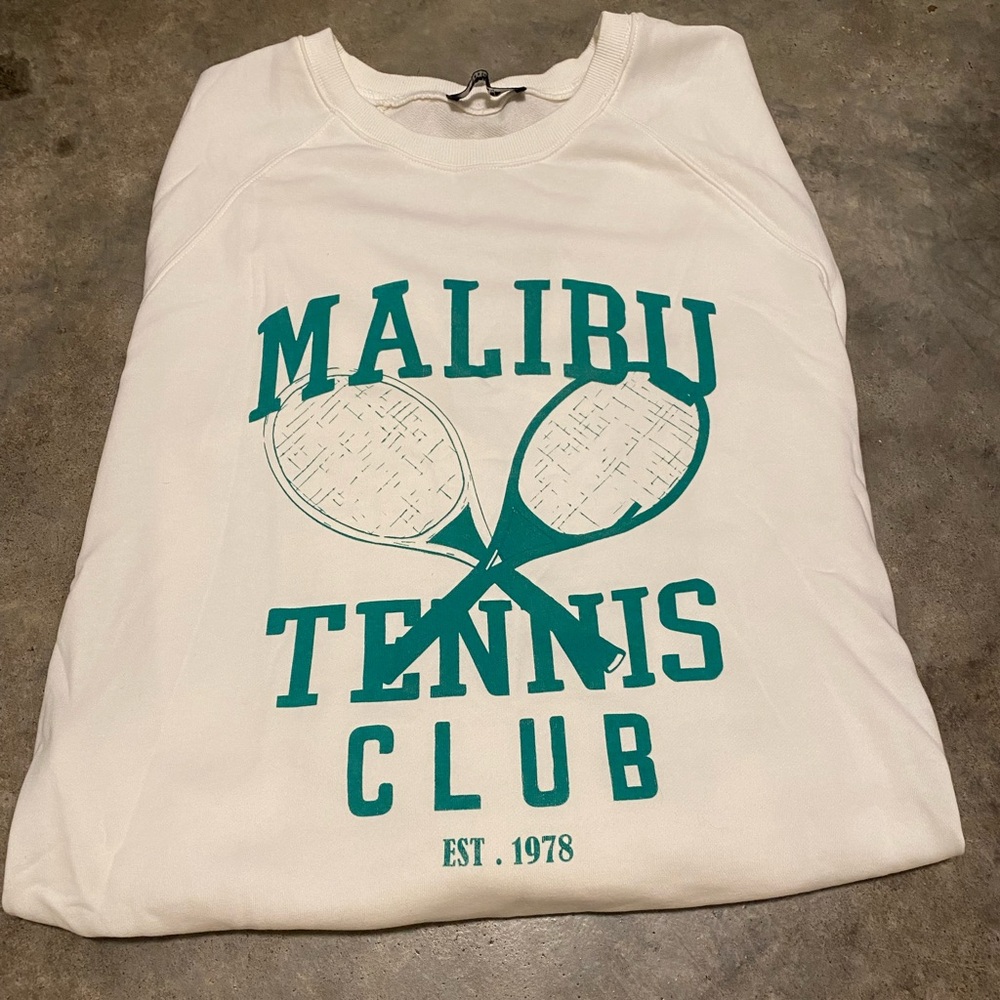 oversised malibu tennis club sweater/sweatshirt. Size medium. Never worn.